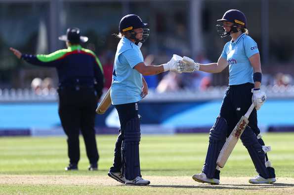 Knight and Brunt's half-century stand revived England's innings.